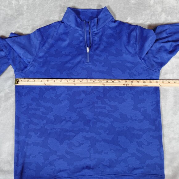 Peter Millar Perth Camo 1/4 Zip Pullover Mens M Company Logo Athletic Blue - Picture 10 of 12
